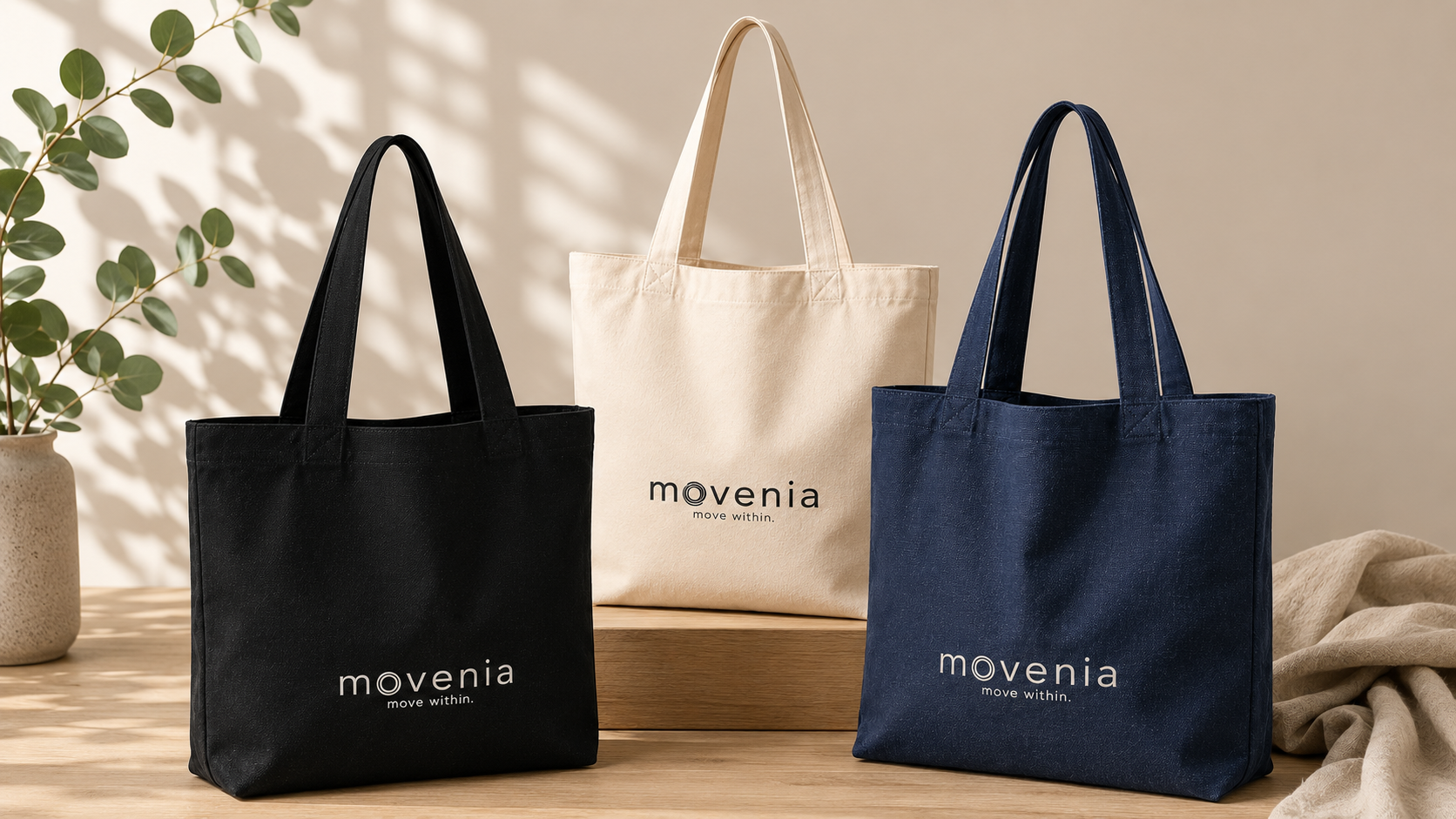 Tote bag épais - coton recyclé - logo Movenia - move within.