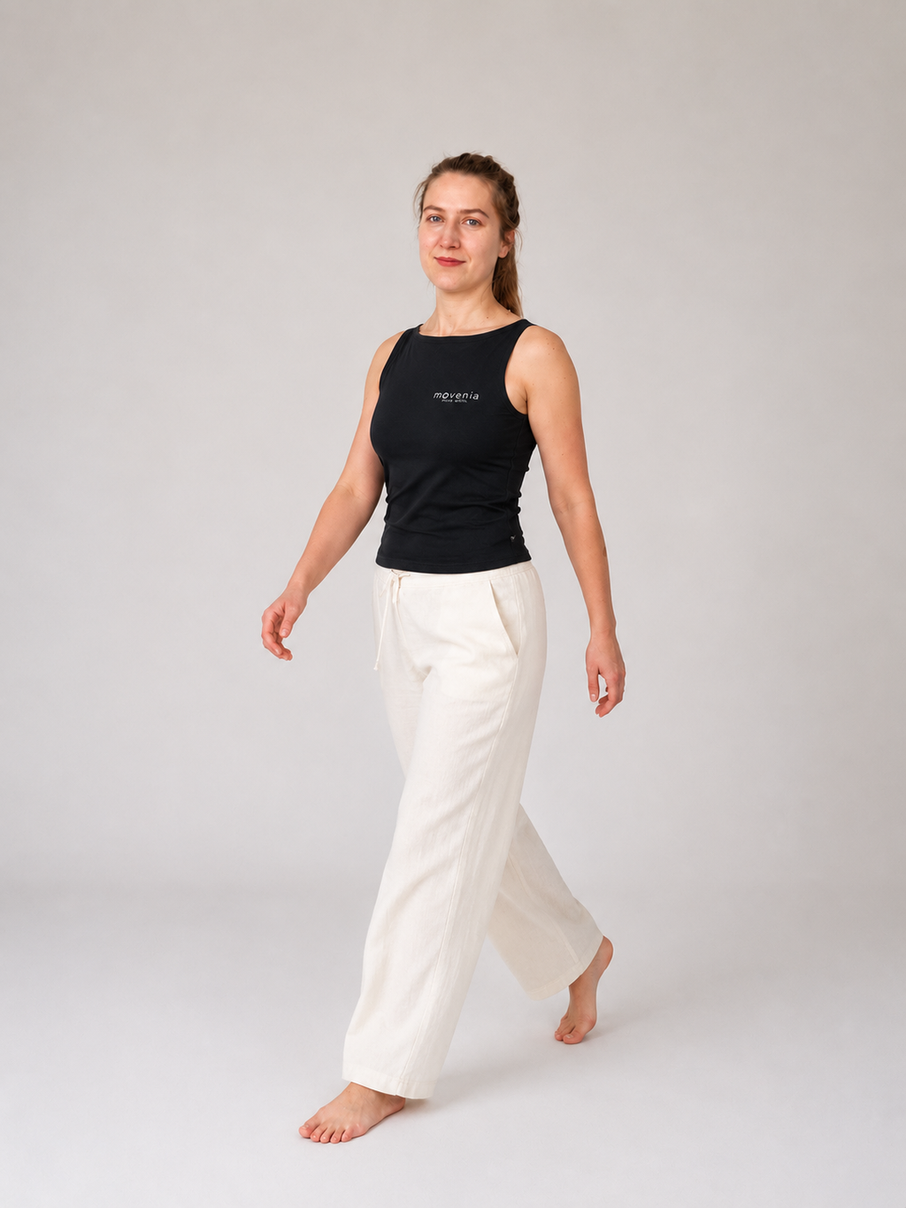 Lune - Débardeur femme encolure bateau - coton biologique - logo Movenia - move within.