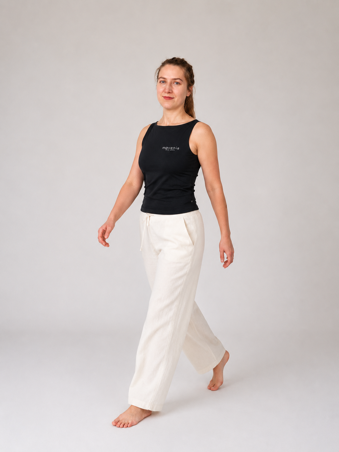 Lune - Débardeur femme encolure bateau - coton biologique - logo Movenia - move within.