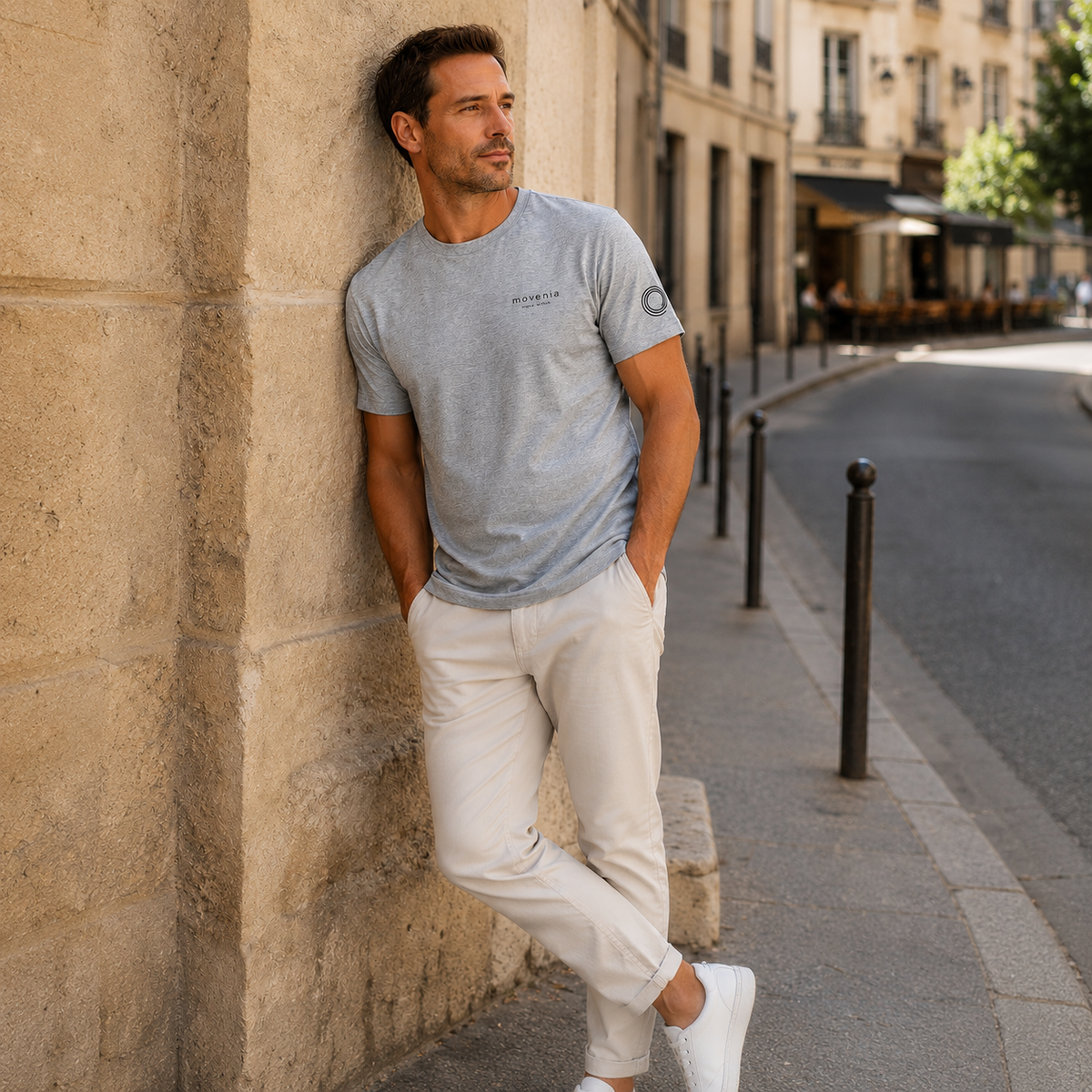 T-shirt homme Axel en coton biologique Movenia, coloris gris, vue du produit 10