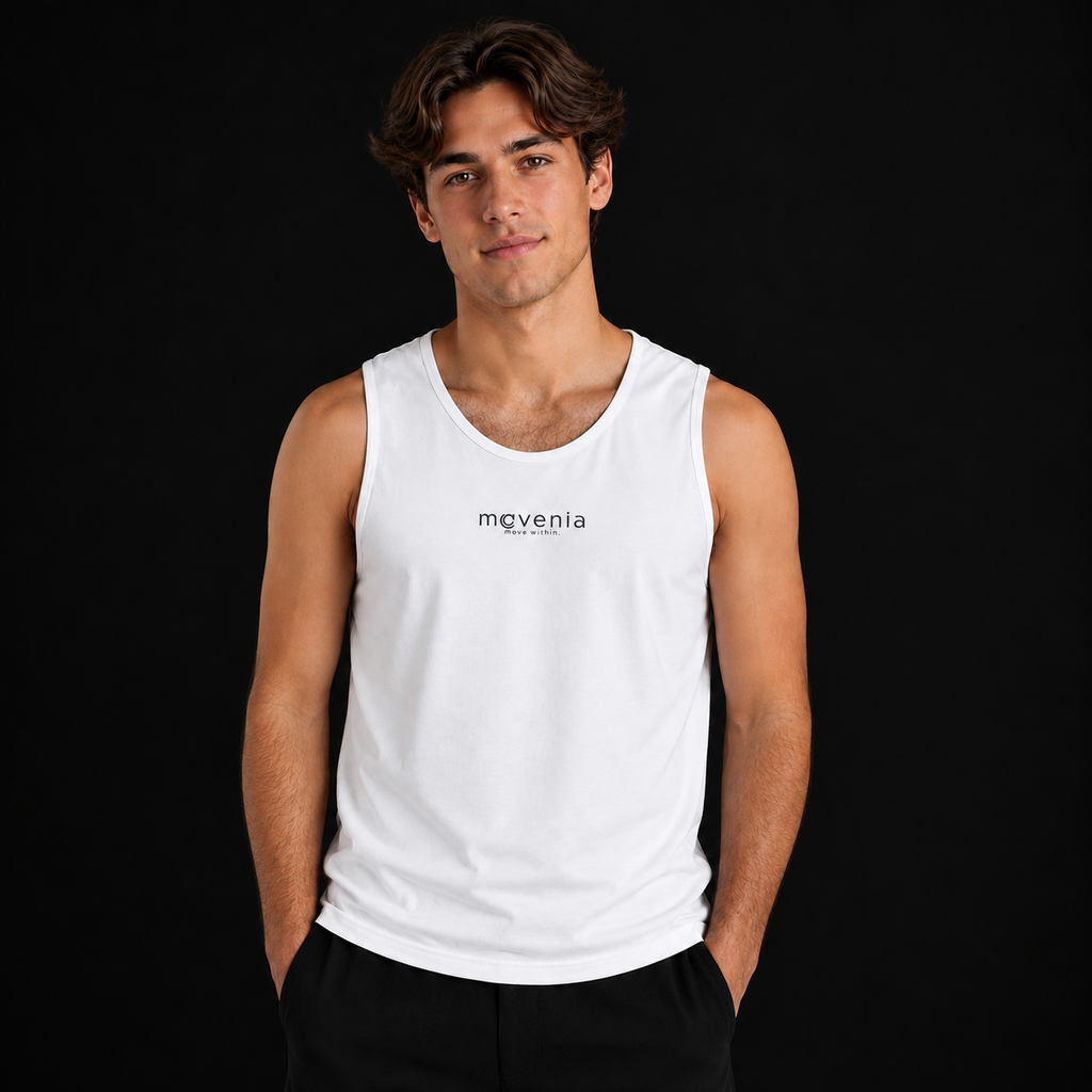 Débardeur homme Forge en coton biologique Movenia, coloris blanc, vue produit