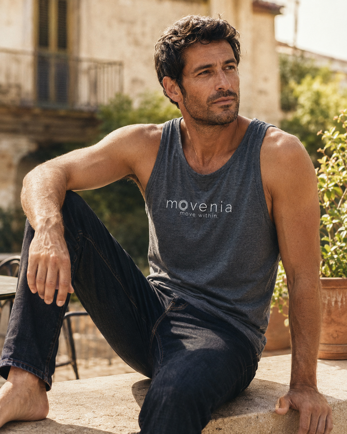 Forge - Débardeur homme coton biologique premium - logo Movenia - move within.