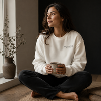 Sweat unisexe Origine en coton biologique Movenia, coloris blanc, vue du produit 4