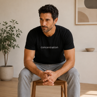 T-shirt homme Pierre Concentration en coton biologique Movenia, coloris noir, vue du produit 4