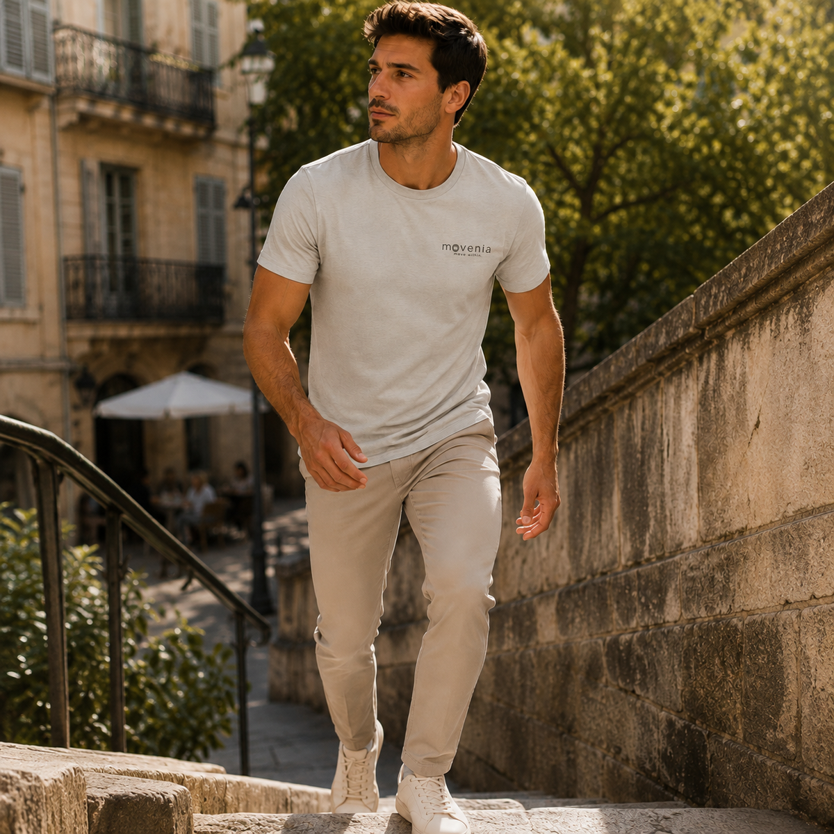 T-shirt homme Pierre en coton biologique Movenia, coloris gris, vue du produit 7