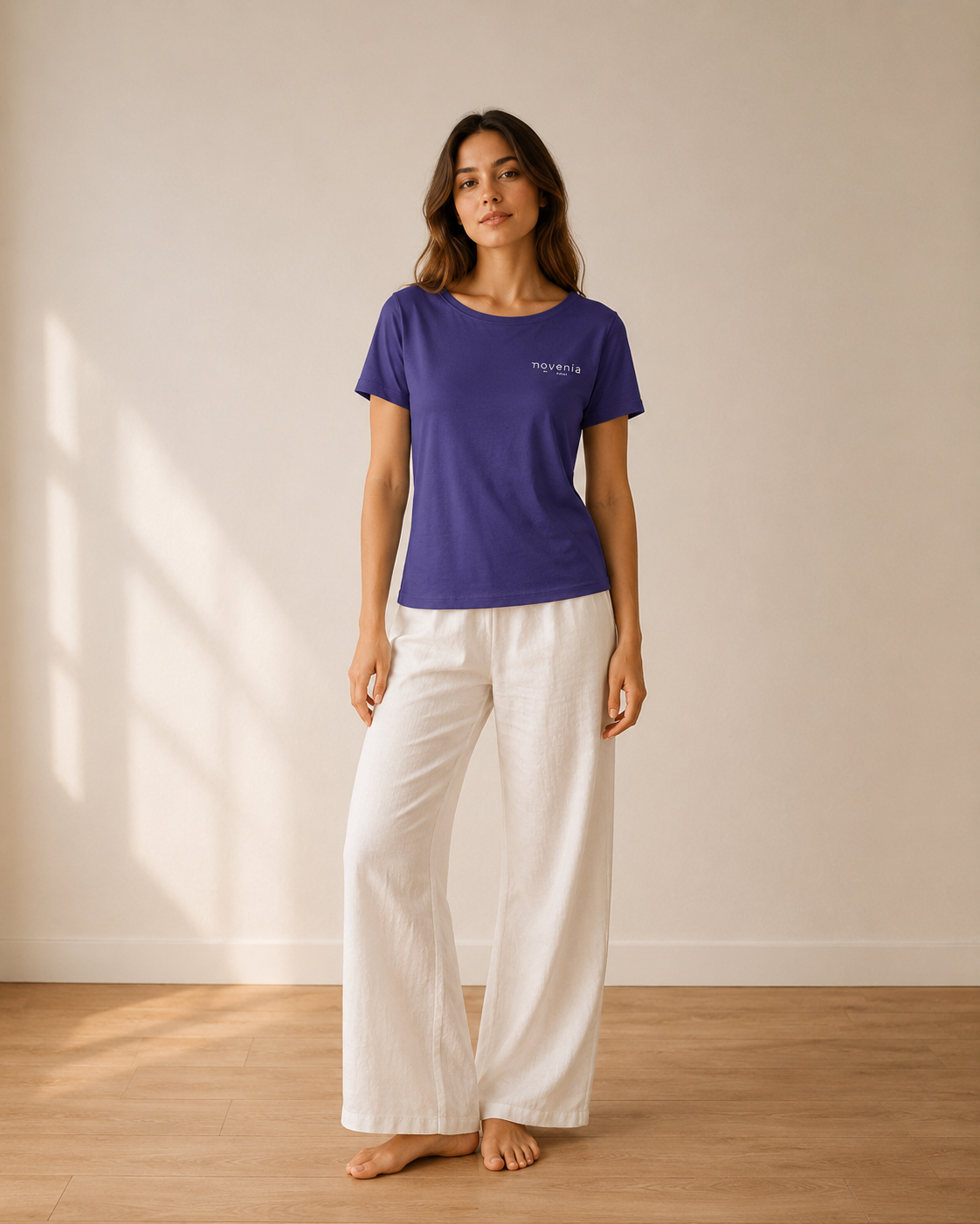 Serena - T-shirt femme semi ajusté coton biologique - logo Movenia - move within.