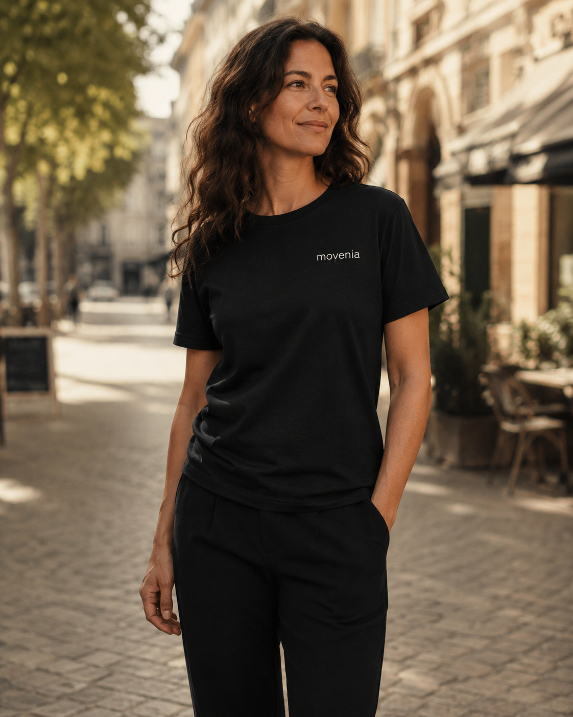 Serena - T-shirt femme semi ajusté coton biologique - logo Movenia - move within.
