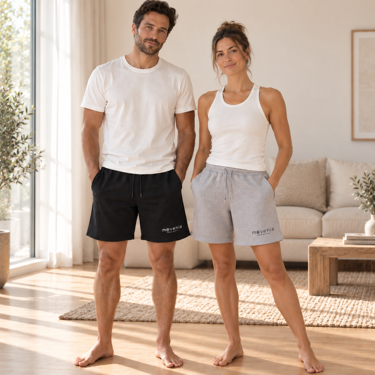 short Trainer bleu marine en coton biologique - duo homme femme