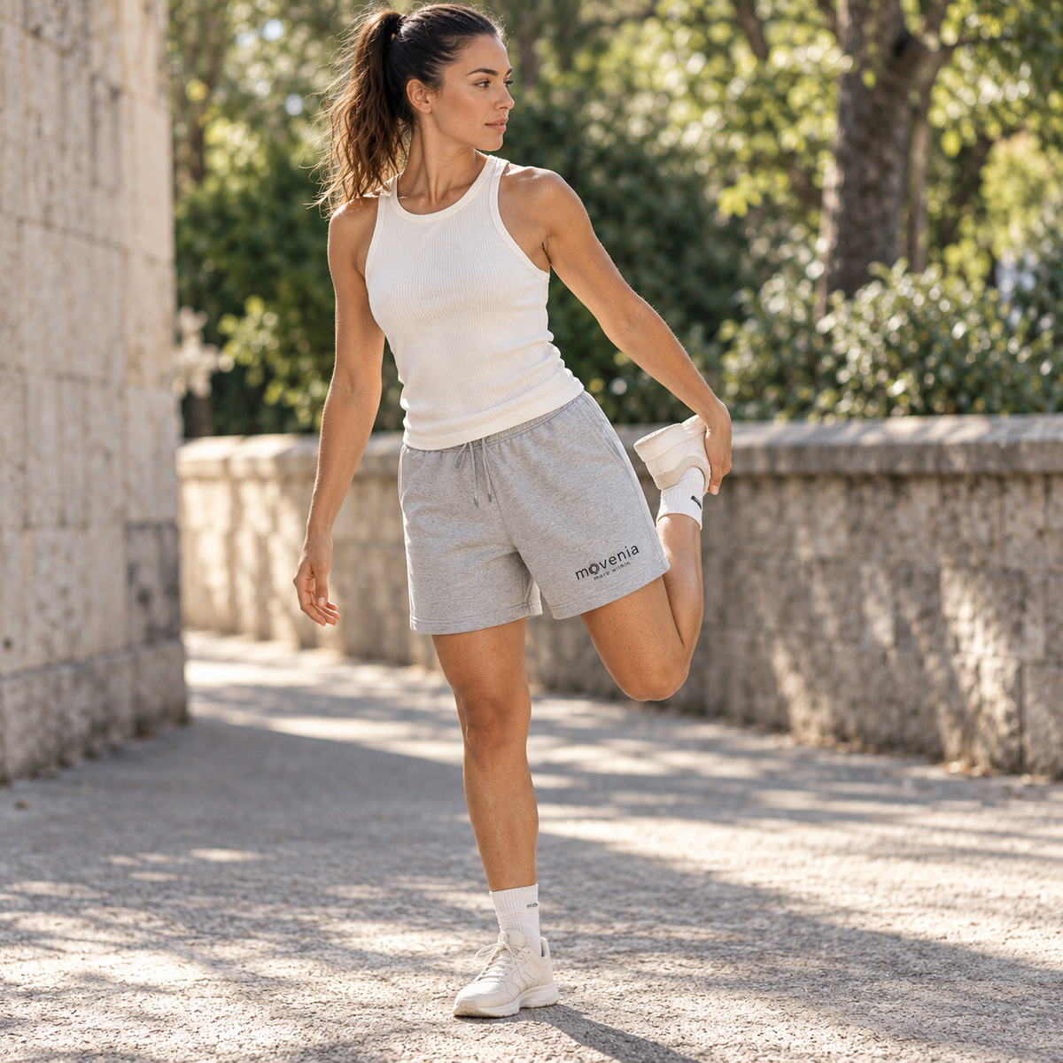 short Trainer gris en coton biologique - étirement - stretch
