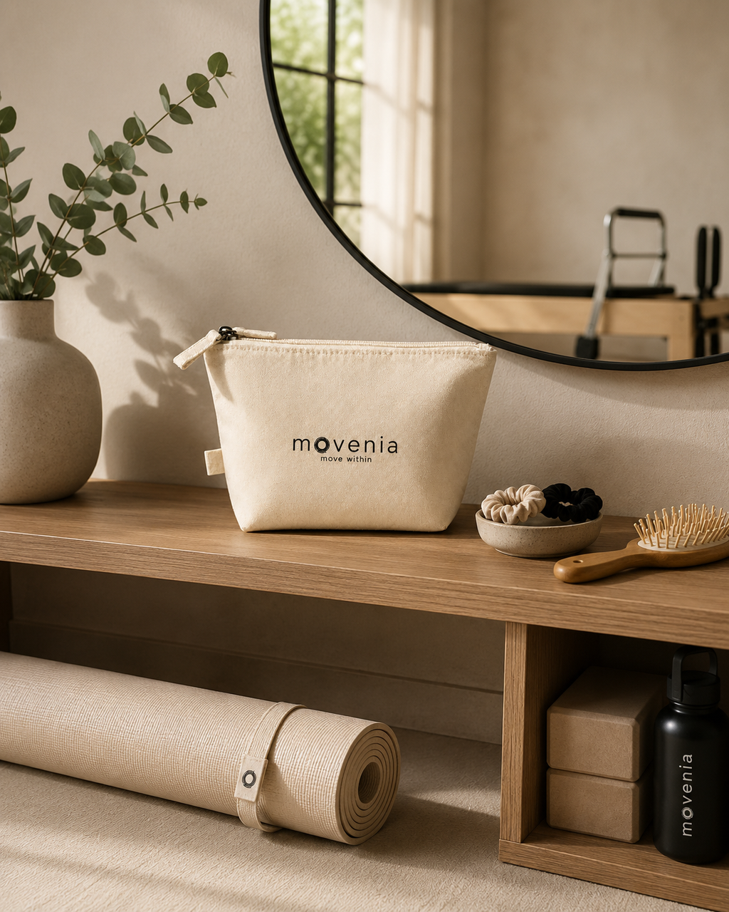 Trousse coton bio — logo Movenia —  move within.
