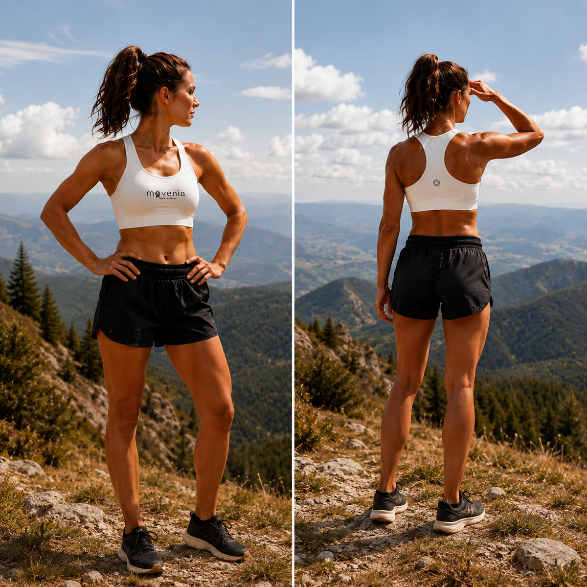 Brassière femme Ava Signature Movenia, coloris blanc, porté en extérieur