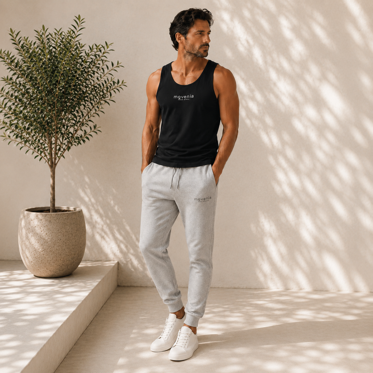 Débardeur homme Forge en coton biologique Movenia, coloris noir, vue du produit 1